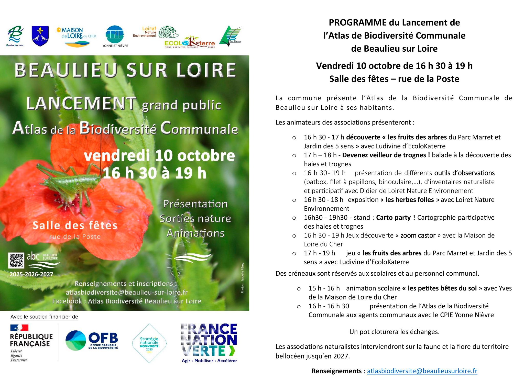 You are currently viewing COPIL DE PRESENTATION DE L’ATLAS DE BIODIVERSITE COMMUNALE DE BEAULIEU SUR LOIRE