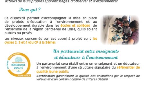 AIDES AUX PROJETS SCOLAIRES: LE DISPOSITIF CREEDD DU GRAINE CENTRE