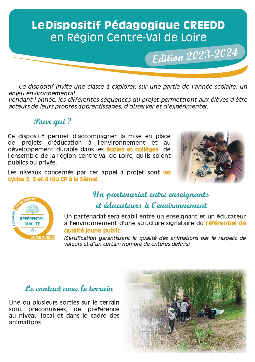 You are currently viewing AIDES AUX PROJETS SCOLAIRES: LE DISPOSITIF CREEDD DU GRAINE CENTRE